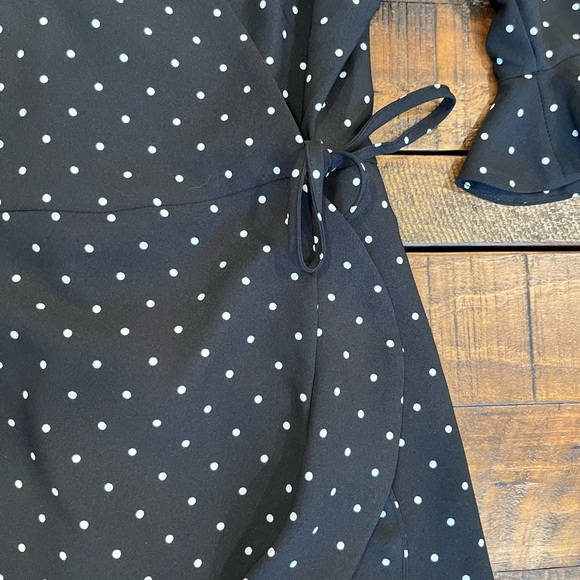 LOFT Black Wrap Romper with Ruffled 3/4 Sleeves - Picture 4 of 4